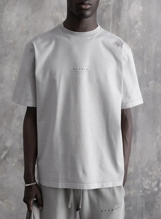 Футболка Stampd Strike Stack Logo Relaxed Garment Dye Fog