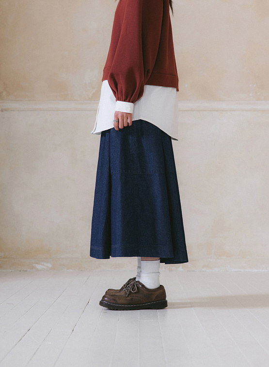 Юбка ANGLAN Belt Bloom Denim Skirt Indigo Denim