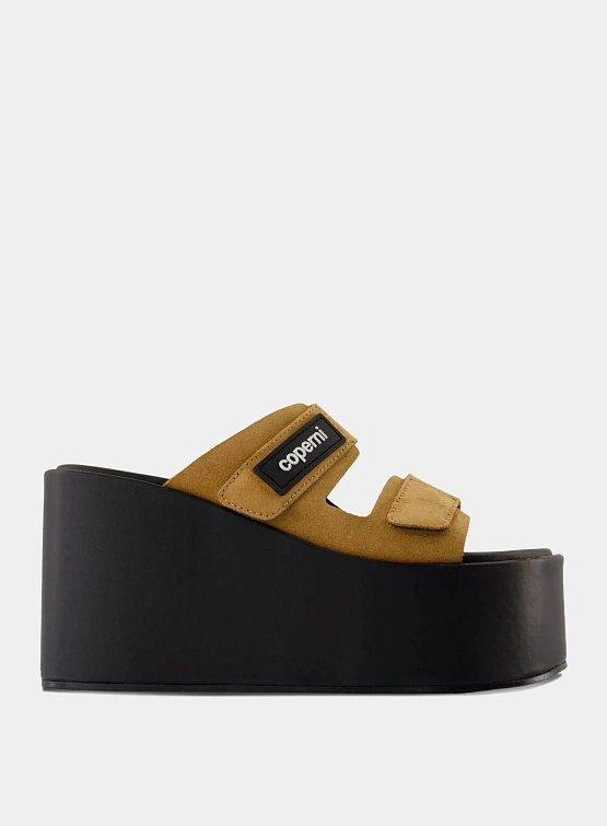 Женские сандалии Coperni Suede Patch Wedge Black/Brown