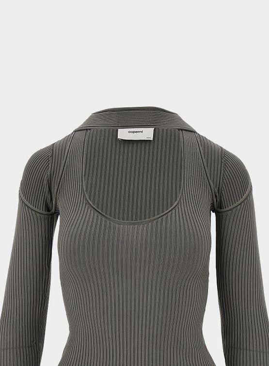 Женский лонгслив Coperni Long Sleeve Cut-Out Knit Gray