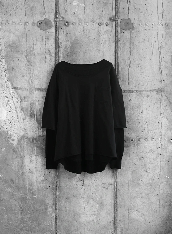 Лонгслив FACETASM Asymmetrical Layered Rib Black