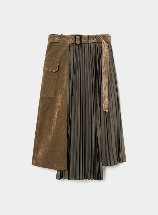 Женская юбка JUUN.J Pleated Velvet Skirt Beige