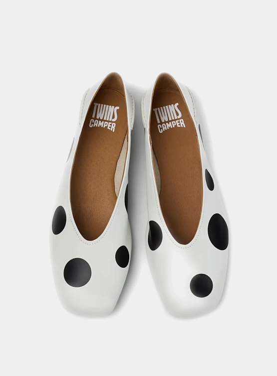 Женские балетки Camper Twins Polka Dot White