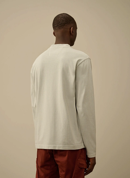 Лонгслив C.P. Company 20/1 Jersey Boxy Logo Blue Fox Grey