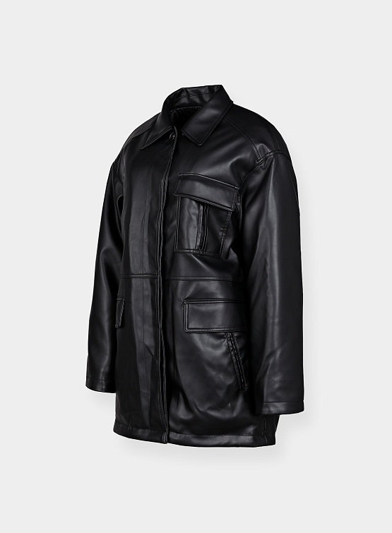 Женская куртка System Studios Fake Leather Padded Black