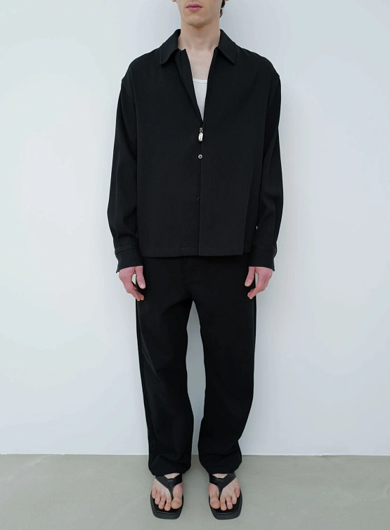 Рубашка LE17SEPTEMBRE Zip and Button Front Black