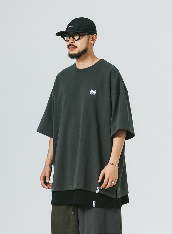Футболка ANGLAN Stack Logo Half Tee Khaki