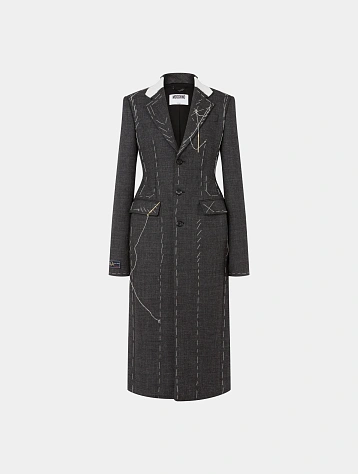 Женское пальто MOSCHINO Embroidered Wool Canvas Grey