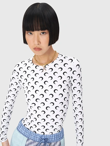 Женский лонгслив Marine Serre Moon Printed Second Skin Optical White