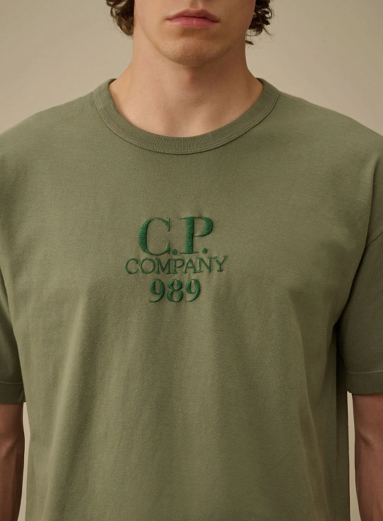 Футболка C.P. Company 20/1 Jersey Boxy Logo Thyme Green