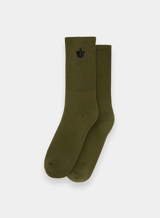 Носки MAHARISHI 1496 Om Temple Embroidered Olive/Black/White