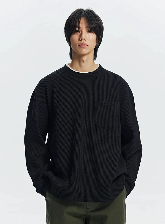 Лонгслив FrizmWORKS Oversized Waffle Pocket Black