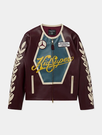 Кожаная куртка KidSuper X Mercedes Benz Racer Burgundy