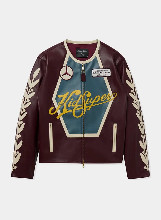Кожаная куртка KidSuper X Mercedes Benz Racer Burgundy