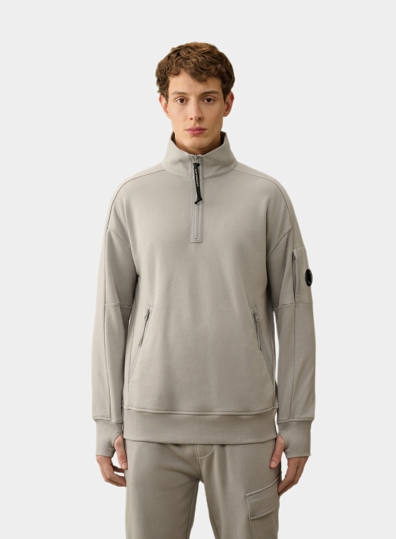 Халф-зип C.P. Company Fleece Zipped Lens Detail Drizzle Grey