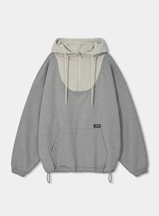 Худи ANGLAN Wrap Half Zip Melange Grey/Oatmeal