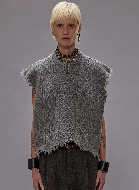 Женский жилет R13 Boyfriend Cable Tweed Heather Grey