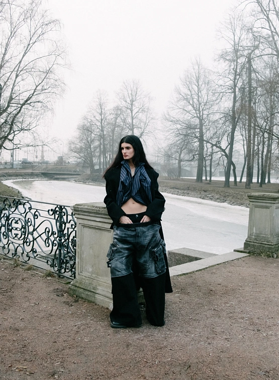 Женские джинсы MARRKNULL Double Waist Two-Piece Black