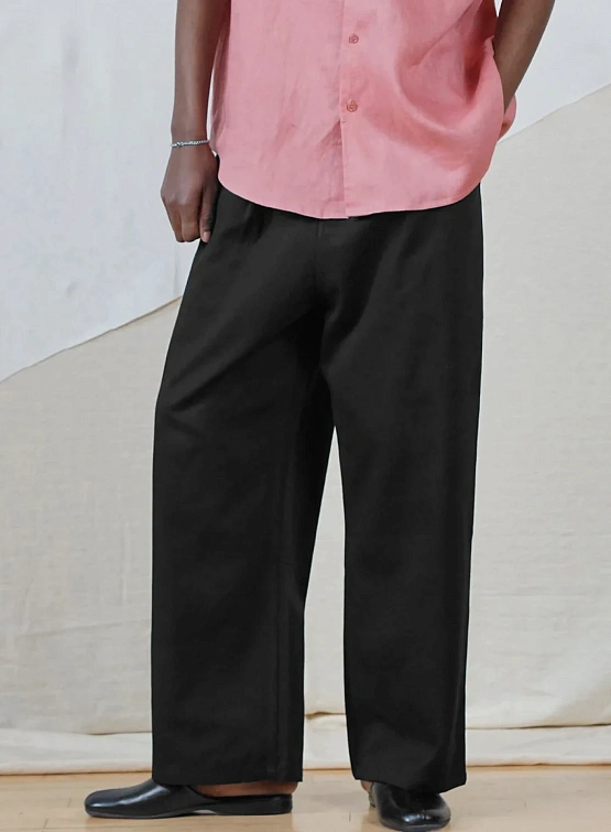 Брюки lorenz Uniform Pleated Wide Leg Pant Black