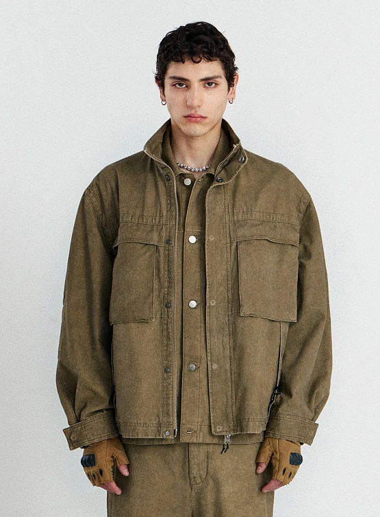 Овершот UNAFFECTED Stand Collar Washed Dusty Beige