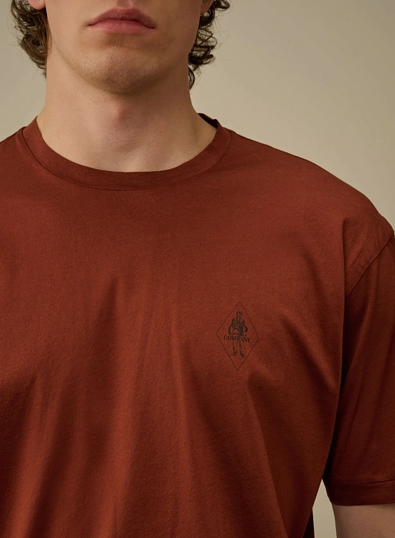 Футболка C.P. Company No Gravity Jersey Logo Sable Brown