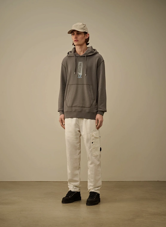 Худи C.P. Company Cotton Fleece Hooded Smoked Pearl Grey