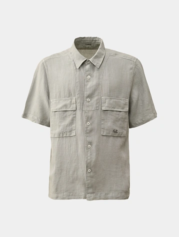 Рубашка C.P. Company Linen Short Sleeved Shirt Drizzle Grey