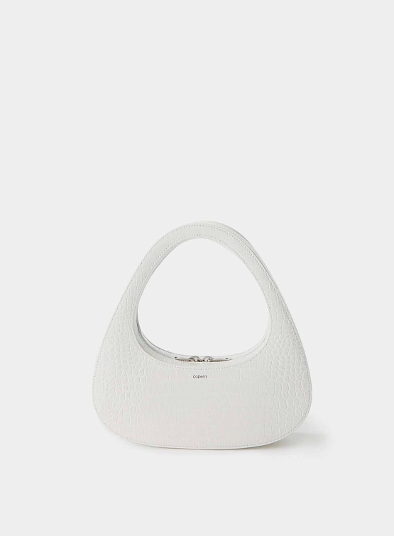 Сумка Coperni Croc-Effect Baguette Swipe Bag White