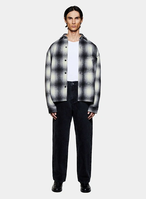 Рубашка MKI MIYUKI ZOKU Wool Check Box Off White/Black