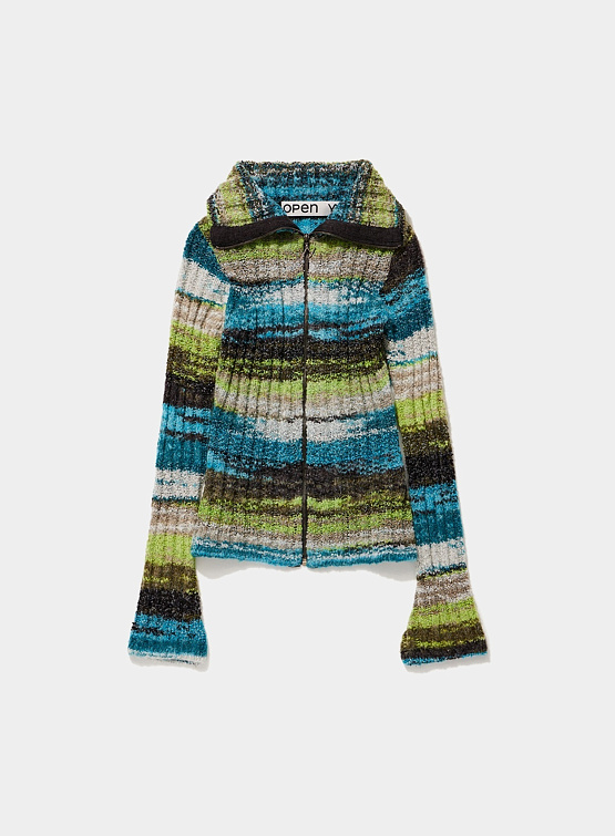 Женский свитер OPEN YY Multicolor Zip Jacket Green