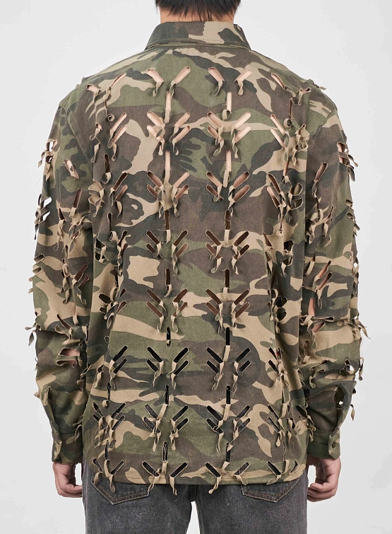 Рубашка JUNTAE KIM Laser-Slashed Camouflage