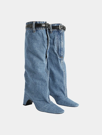 Женские сапоги Coperni Denim Open Knee Bridge Blue