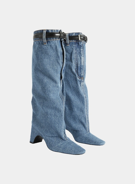 Женские сапоги Coperni Denim Open Knee Bridge Blue