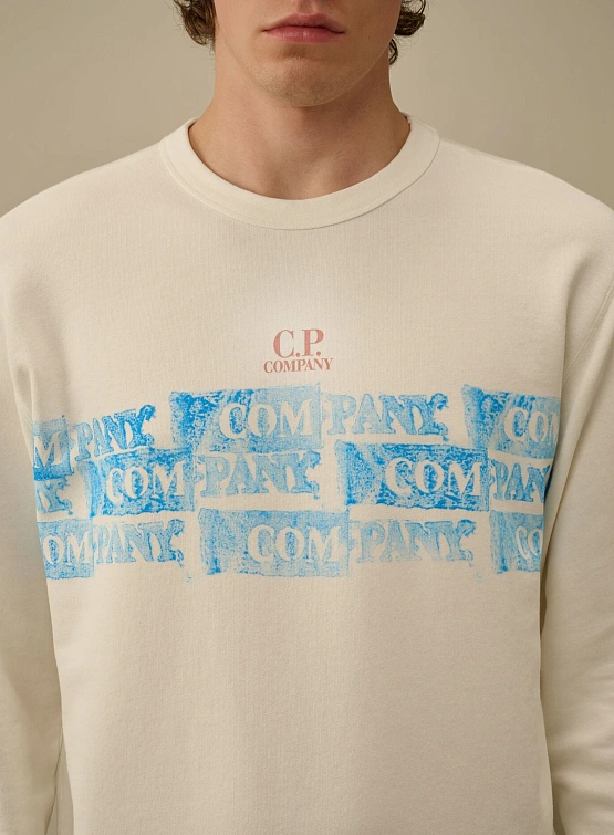 Свитшот C.P. Company Cotton Fleece Crewneck Gauze White