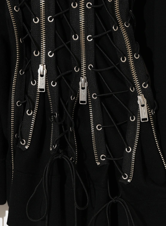 Женское худи UNDERCOVER Zip-Up Lace-Up Black