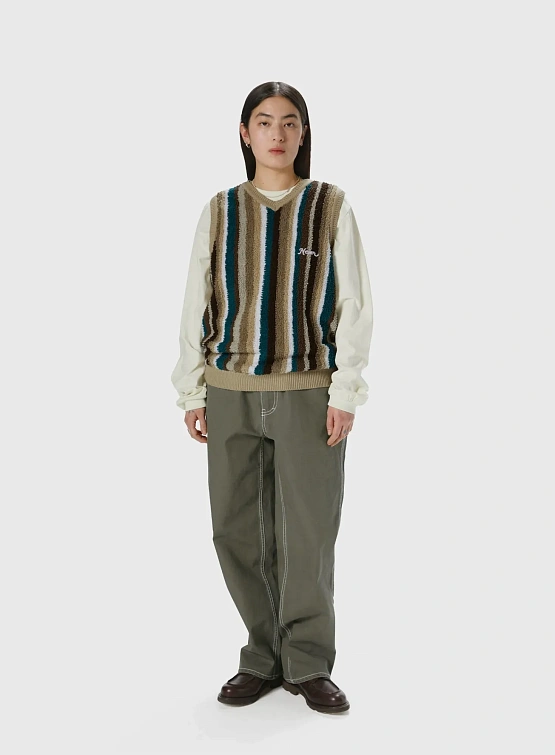 Жилет thisisneverthat Striped Knit Vest Beige