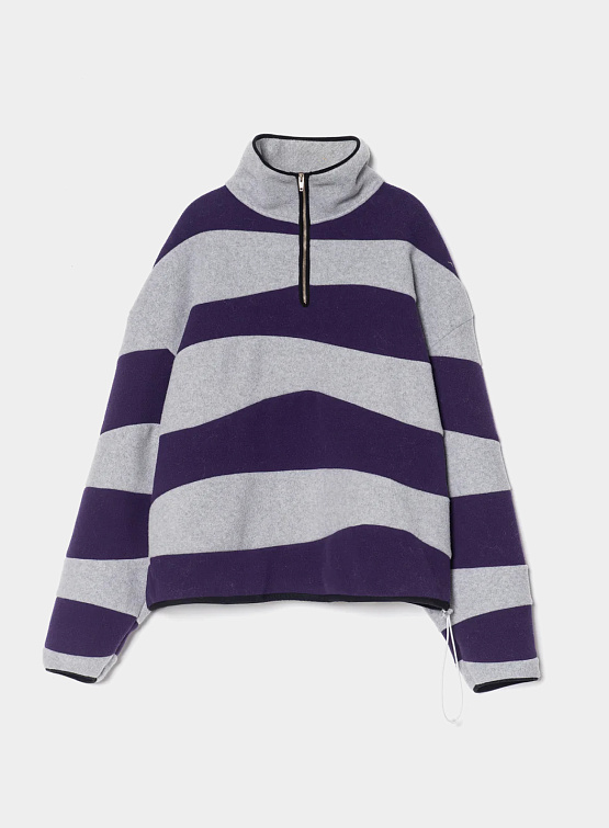 Халф-зип BONSAI Intarsio Halfzip Hoodie Purple Grey