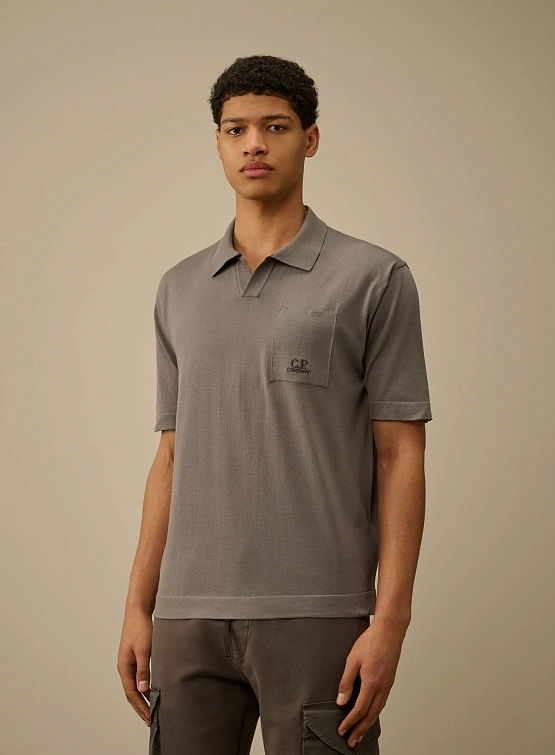 Поло C.P. Company Lisle Thread Knit Smoked Pearl Grey