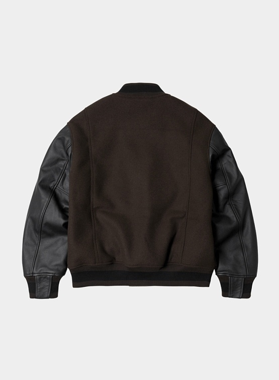 Бомбер FrizmWORKS Cowhide Leather Varsity Brown