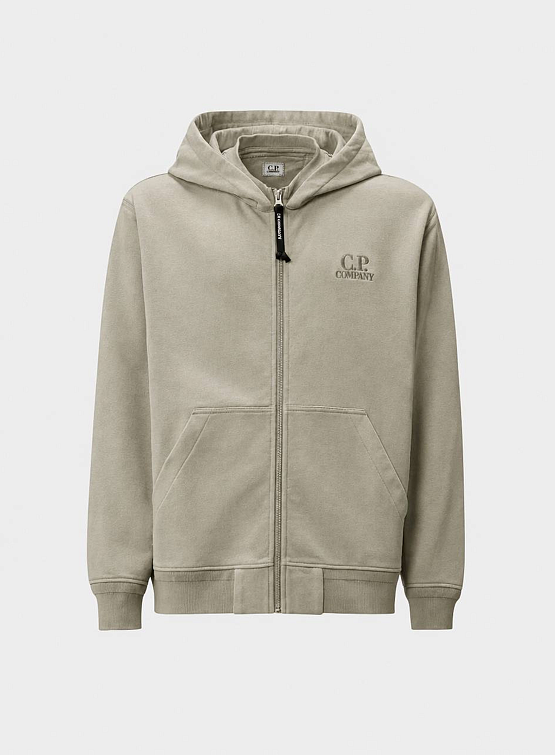 Зип-худи C.P. Company Diagonal Raised Fleece Logo Fallen Rock