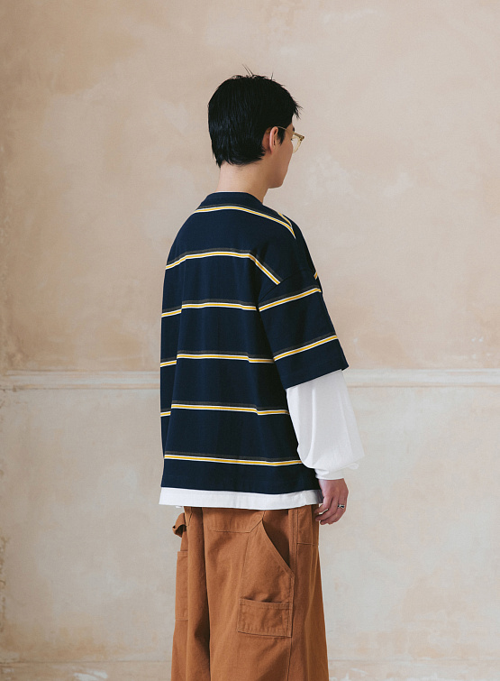 Лонгслив ANGLAN Round Layering Stripe Long Sleeve Navy