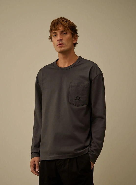Лонгслив C.P. Company Mercerized 30/2 Jersey Twisted Dark Shadow