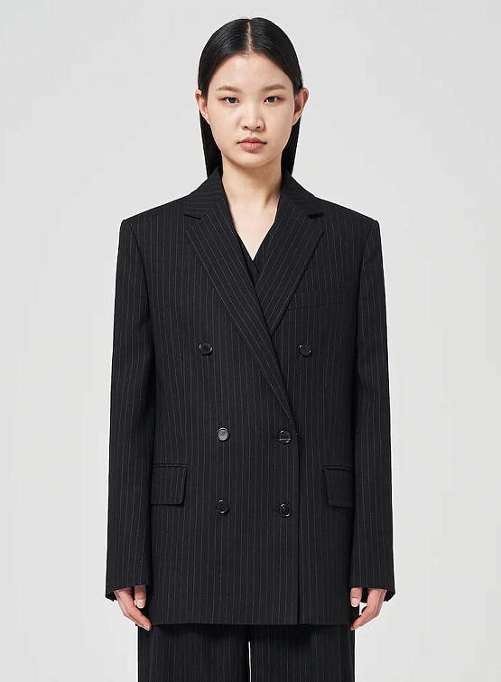 Женский пиджак JUUN.J Double Breasted Striped Overfit Jacket Black