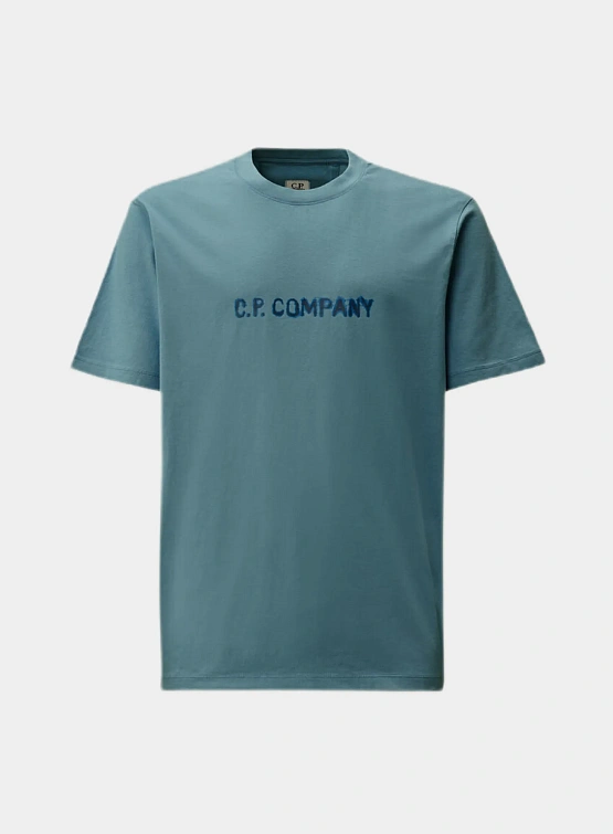 Футболка C.P. Company 30/1 Jersey Logo Aegean Blue