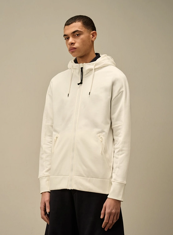 Зип-худи C.P. Company Diagonal Raised Fleece Goggle Gauze White