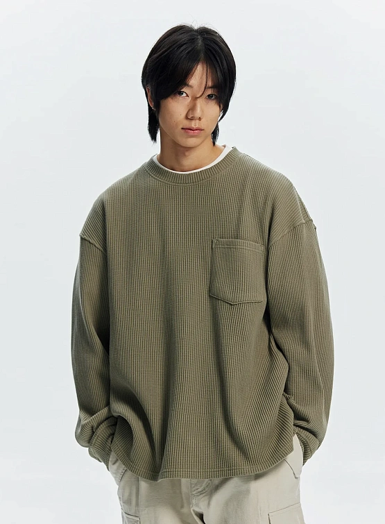 Лонгслив FrizmWORKS Oversized Waffle Pocket Light Olive