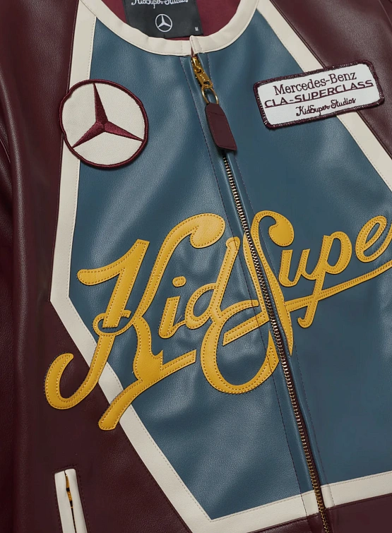 Кожаная куртка KidSuper X Mercedes Benz Racer Burgundy