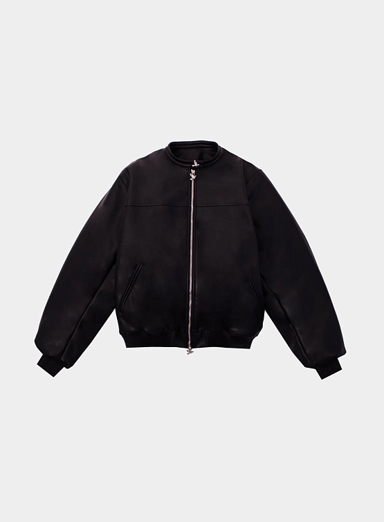 Бомбер 3.PARADIS Vegan Leather Bomber Jacket Black