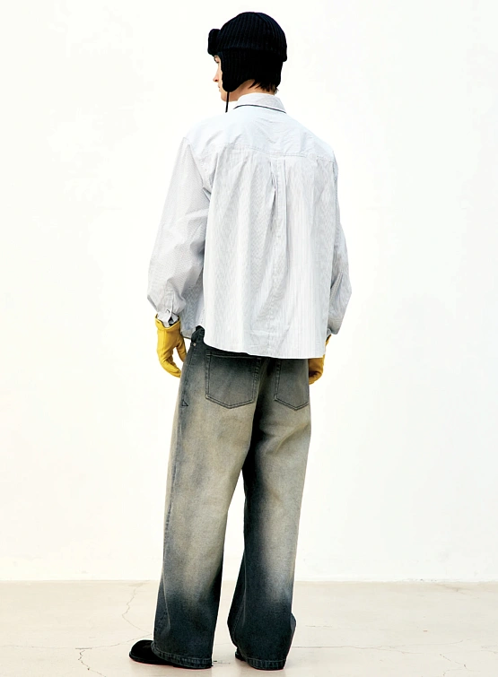 Рубашка COOR Multi-Pin Striped Oversized Shirt White