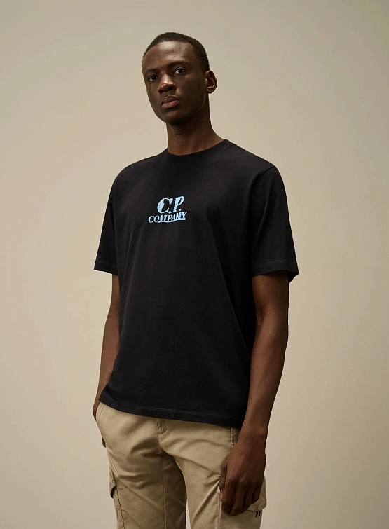 Футболка C.P. Company 30/1 Jersey Graphic Logo Total Eclipse
